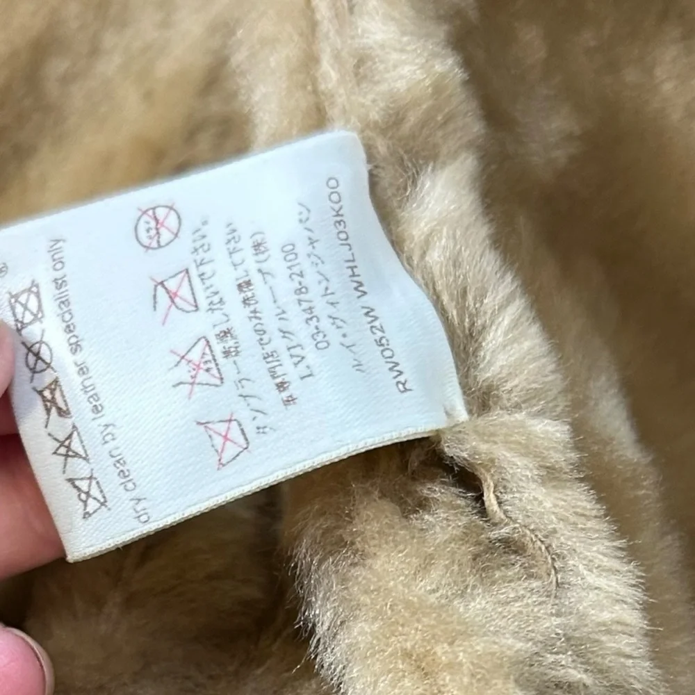 Louis Vuitton Shearling Suede Mouton Jacket Lamb Fur IT 36